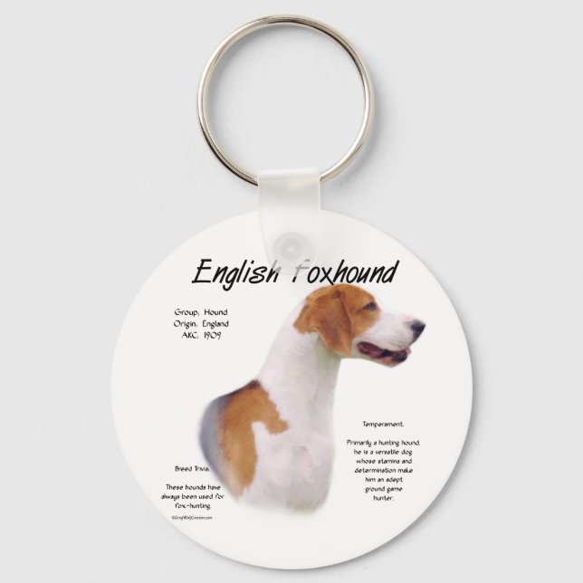 Chaveiro Design de História do Foxhound Inglês (Frente)