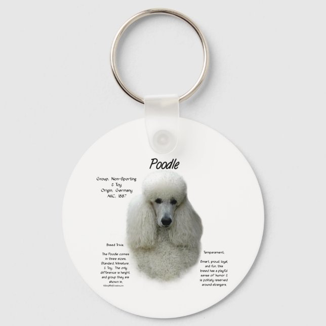 Chaveiro Design de Histórico de Poodle (wht) (Frente)