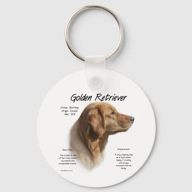 Chaveiro Design de Histórico de Retriever de ouro (Frente)