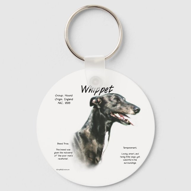 Chaveiro Design de Histórico de Whippet (Frente)