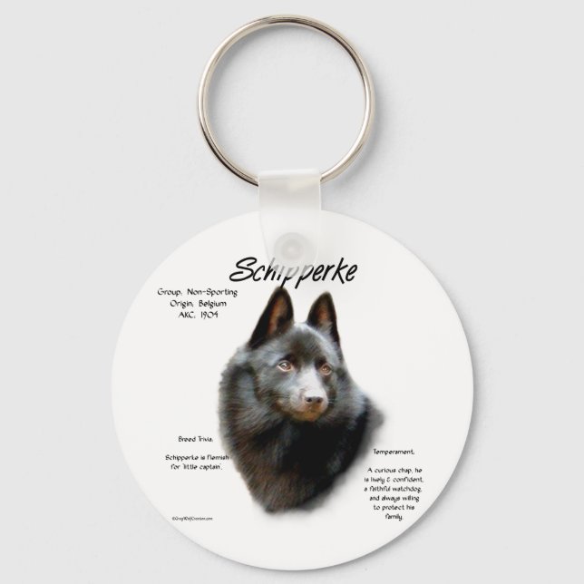 Chaveiro Design de Histórico Schipperke (Frente)