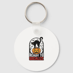 Chaveiro Design de Humor de Gato Assustador de Halloween So