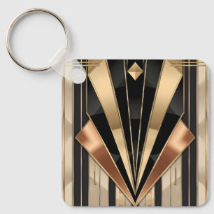 Chaveiro Design de Luxo Geométrico Art Deco Sol Nascente