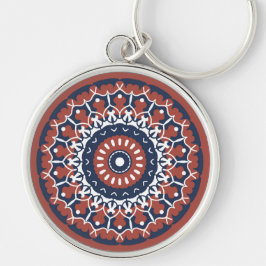 Chaveiro Design de Mandala em cores vermelha e azul chaveir