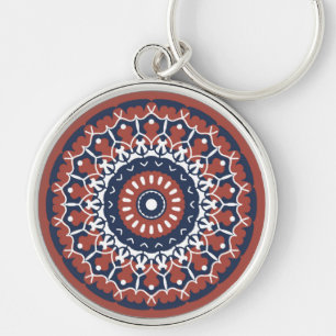 Chaveiro Design de Mandala em cores vermelha e azul chaveir