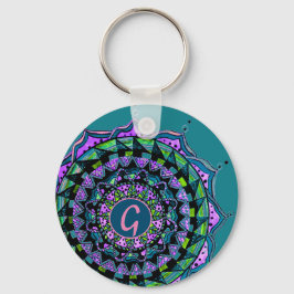 Chaveiro Design de Mandala Inicial Personalizada