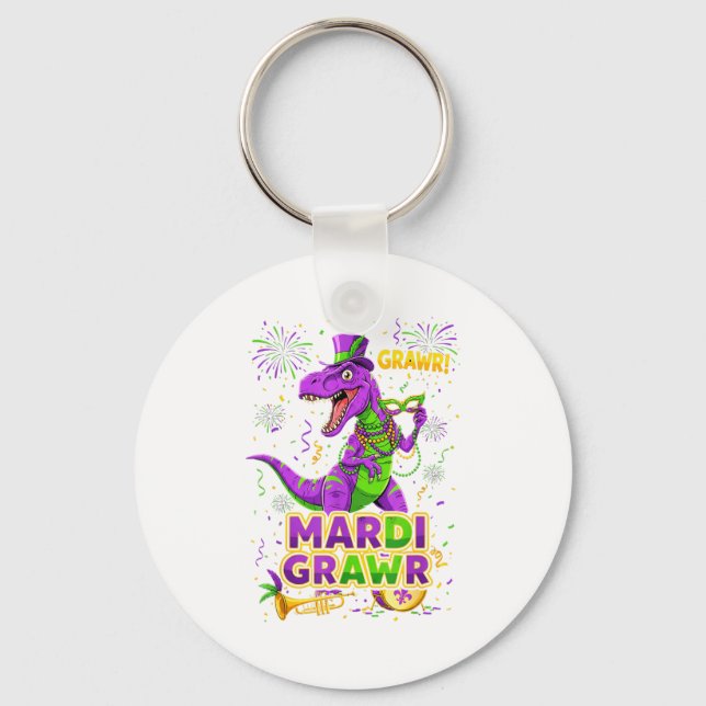 Chaveiro Design de Mardi Grawr Rex Dino Gras (Frente)