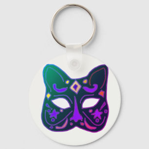 Chaveiro Design de Máscara de Gato Veneziano Verde
