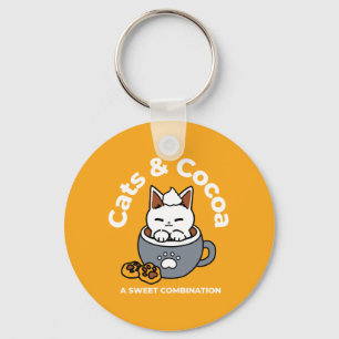 Chaveiro Design de Mug Feriado com Cozy Cat e Cookies de Pa