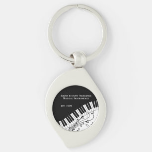 Chaveiro Design de música de teclado de piano duas linhas d