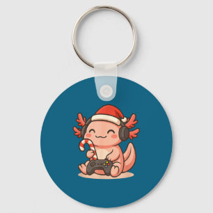 Chaveiro Design de Natal de Axolote Gamer Fofo