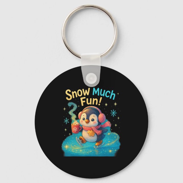 Chaveiro Design de Natal de Pinguim Bonito e Divertido (Frente)