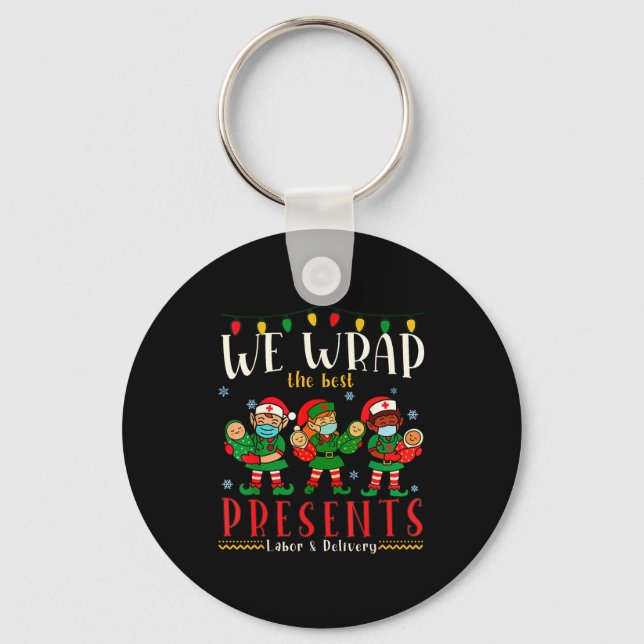 Chaveiro Design de Natal Engraçado para Enfermeira de Traba (Frente)