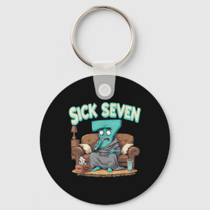 Chaveiro Design de Número de Halloween Retro Sick Seven 67