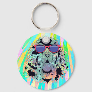 Chaveiro Design de Óculos de Sol Engraçado do Cão de Terra 