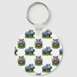Chaveiro Design de padrão de animal hipopótamo Moo Deng