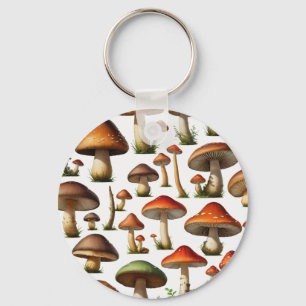 Chaveiro Design de Padrão de Coleta de Cogumelos