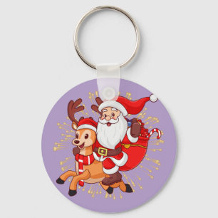 Chaveiro **"Design de Papai Noel Divertido – Roupa Alegre e