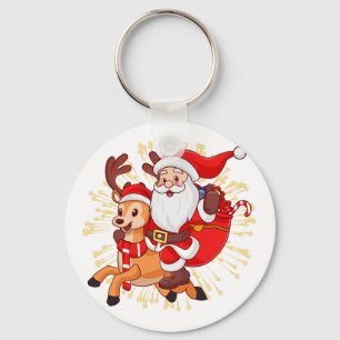 Chaveiro **"Design de Papai Noel Divertido – Roupas Diverti