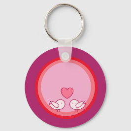 Chaveiro Design de Pássaro Fofo e Amor de Coração