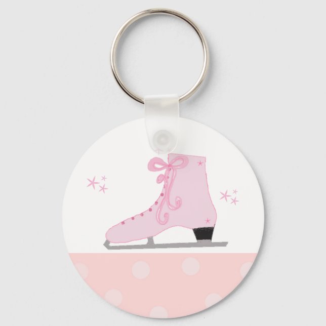 Chaveiro Design de patinação no gelo rosa (Frente)