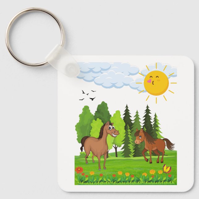 Chaveiro Design de pequenos cavalos para crianças (Frente)