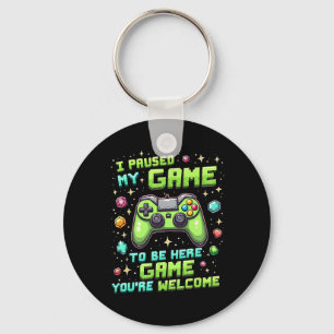 Chaveiro Design de Pixel de Jogador Engraçado Eu Pausar Meu