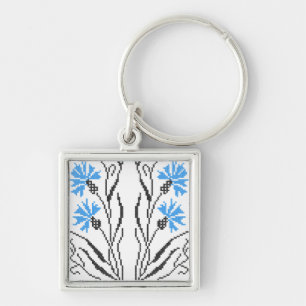 Chaveiro Design de pontos crus de Cornflower azuis