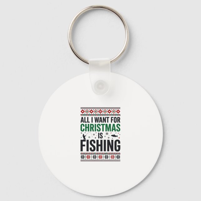 Chaveiro Design de Suéter Feio de Pesca de Natal (Frente)