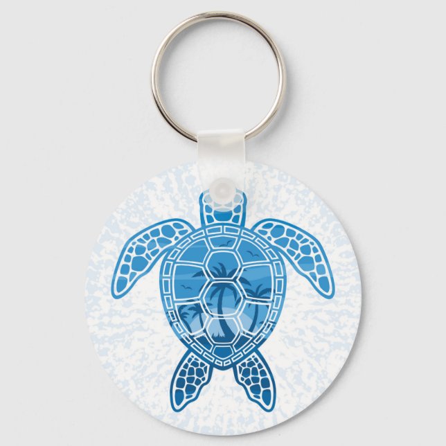Chaveiro Design de Tartaruga do Mar das Ilhas Tropicais em  (Frente)