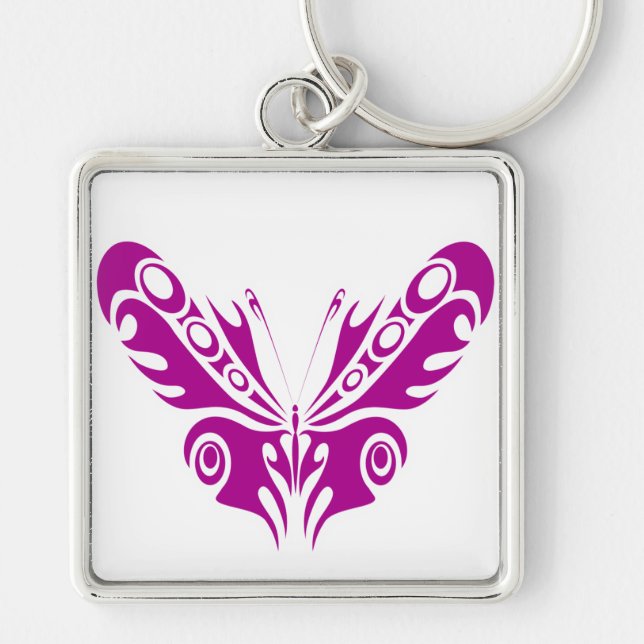 Chaveiro Design de tatuagem de borboleta tribal (Frente)