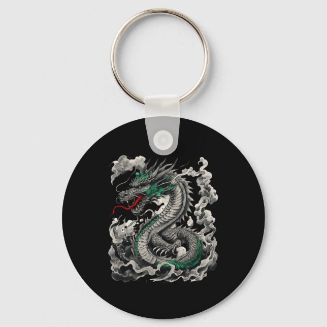 Chaveiro Design De Tatuagem Do Dragão Mitológico Com Preto (Frente)