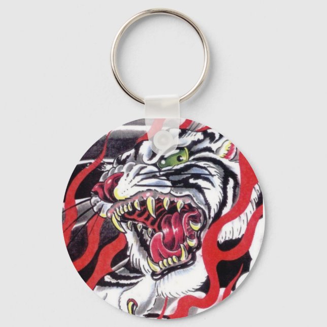 Chaveiro Design de Tatuagem Japonesa - Tigre Branco (Frente)