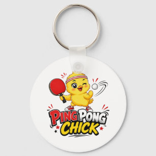 Chaveiro Design de Tênis de Mesa Fofo com Frango Ping Pong