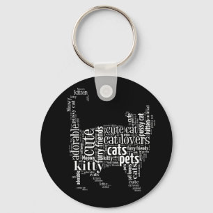 Chaveiro Design de texto de Gato Branco