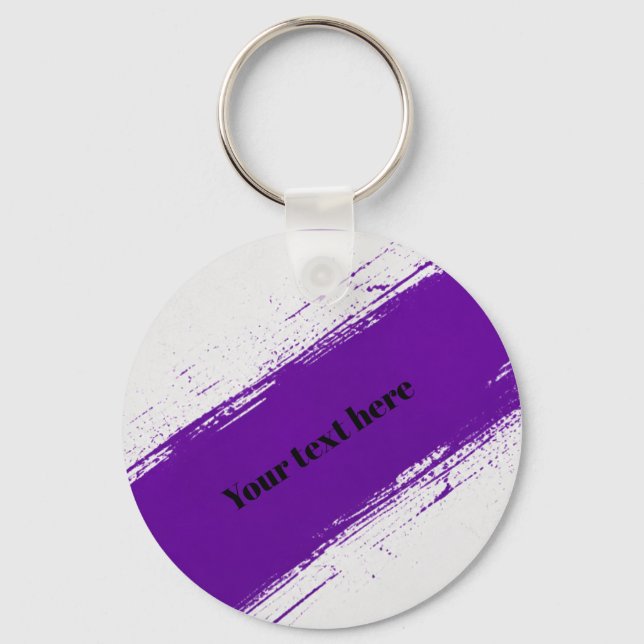Chaveiro Design de Tipografia Branco Roxo Personalizado (Frente)