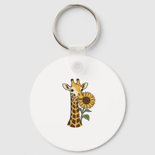 Chaveiro Design de Vetor de Girassol de Girafa Vintage_1