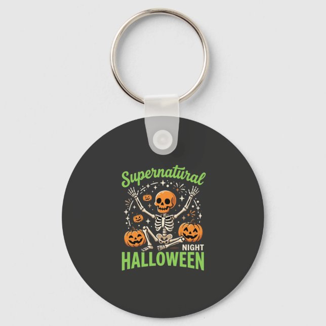 Chaveiro Design de Vetor de Halloween de Esqueleto Supernat (Frente)