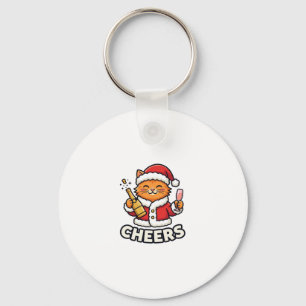 Chaveiro Design de Vetor Gato de Natal Alegra