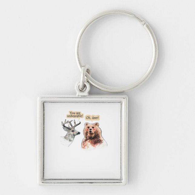 Chaveiro Design de vida selvagem engraçado de urso e cervo  (Frente)