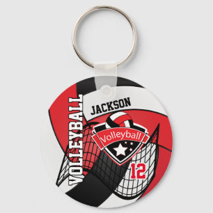 Chaveiro Design de Voleibol 🏐 Vermelho, Negro e Branco