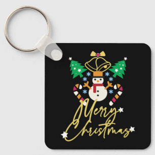 Chaveiro Design Divertido de Natal com Sino, Árvores