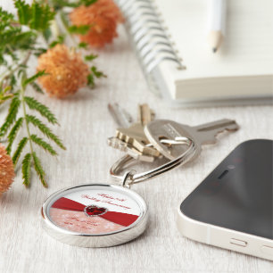 Chaveiro Design do aniversário de casamento do damasco 40t