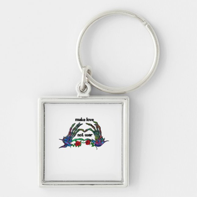 Chaveiro Design do Coração da Mão do Esqueleto (Frente)