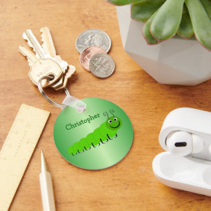 Chaveiro Design do Inseto da Lagarta Verde