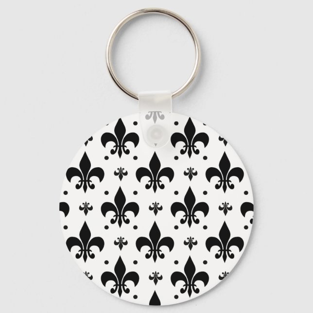Chaveiro Design do padrão Fleur-de-lis de fundo branco (Frente)