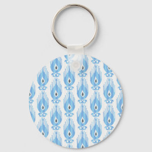 Chaveiro Design do padrão Ikat branco azul