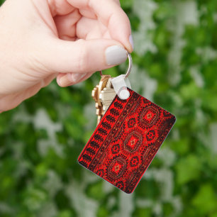 Chaveiro Design do tapete oriental antigo em vermelho vívi