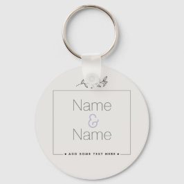 Chaveiro DESIGN EDITÁVEL de casamento minimalista orgânico 