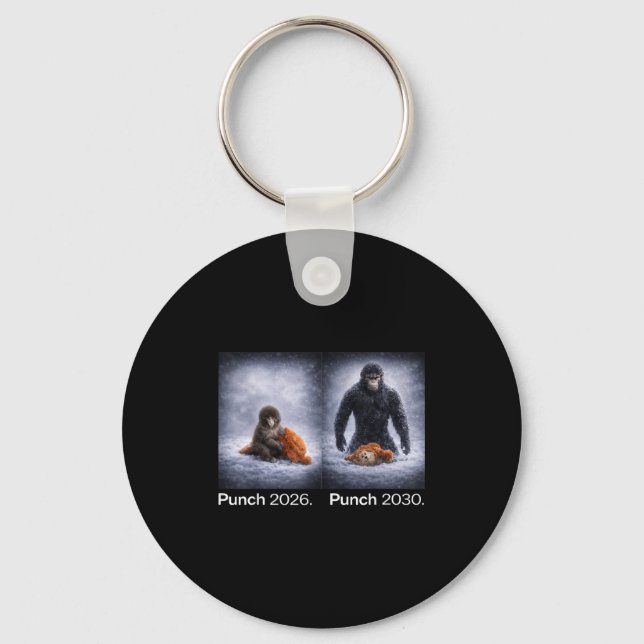 Chaveiro design engraçado de meme de macaco fofo punch  (Frente)